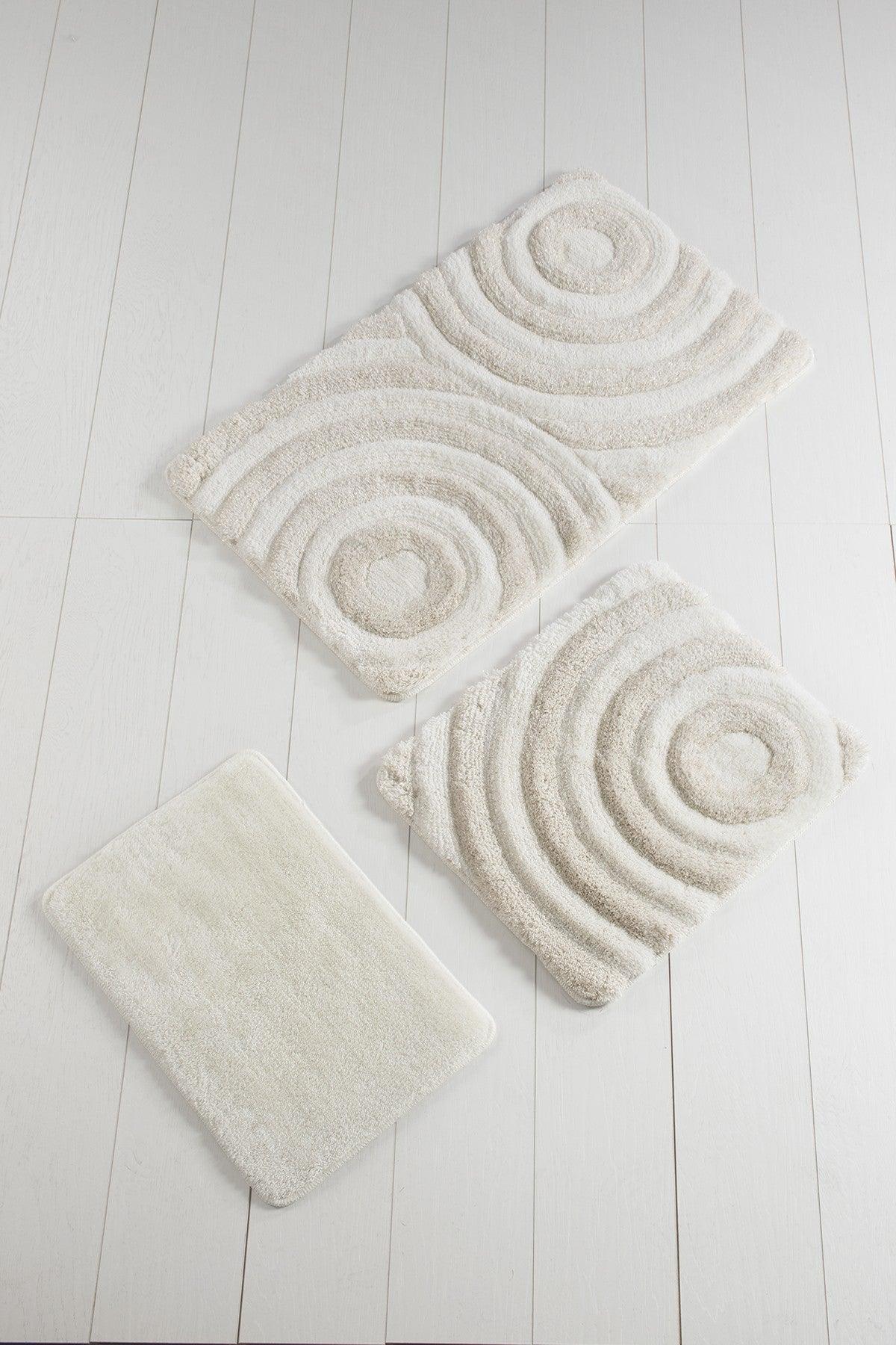 Covoraș de baie 3 bucăți Wave, Diverse culori, 60x100 cm - Ecru | SKU: 351ALS2017 | Covoraș de baie 3 bucăți Wave, 60x100 cm, varianta Ecru, produs pentru amenajarea locuinței, disponibil online în România la CasaMob