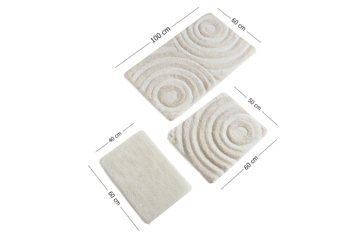 Covoraș de baie 3 bucăți Wave, Diverse culori, 60x100 cm - Ecru | SKU: 351ALS2017 | Covoraș de baie 3 bucăți Wave, 60x100 cm, varianta Ecru, produs pentru amenajarea locuinței, disponibil online în România la CasaMob