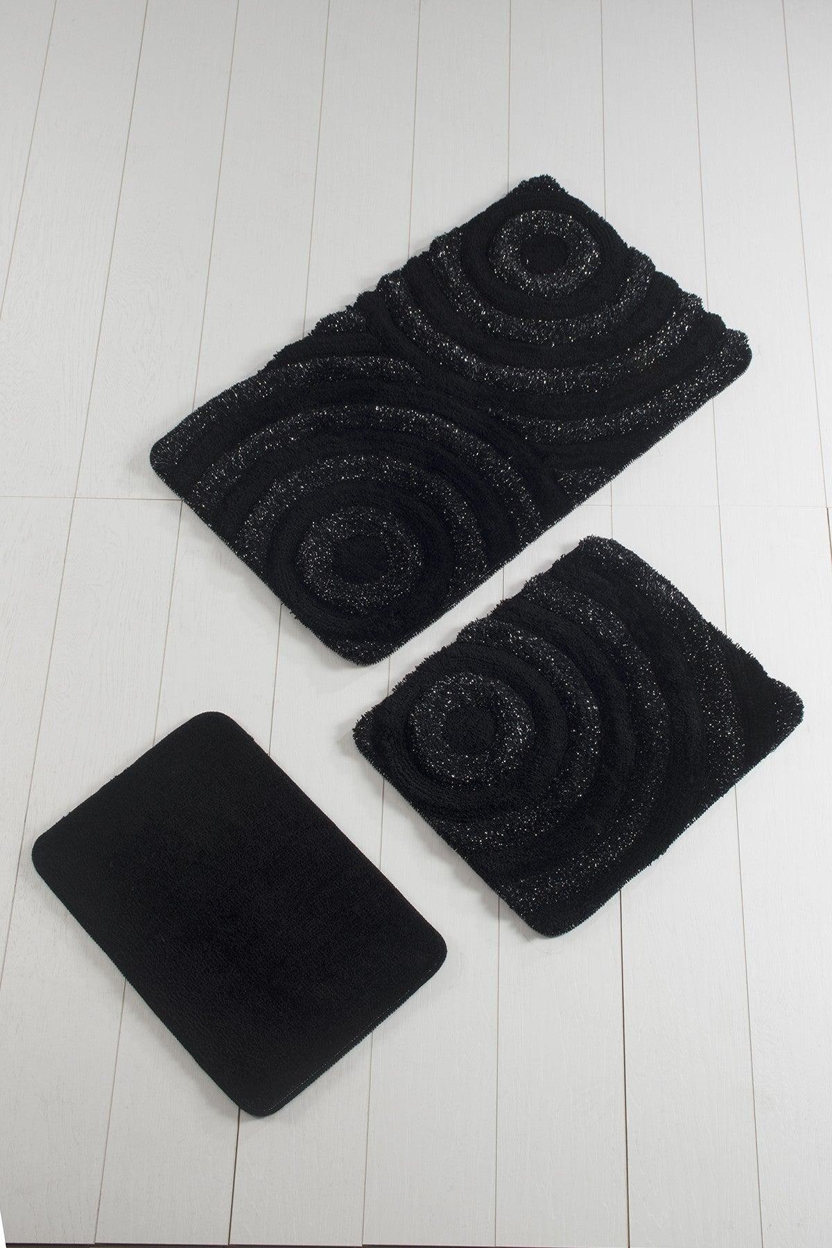 Covoraș de baie 3 bucăți Wave, Diverse culori, 60x100 cm - Negru | SKU: 351ALS2021 | Covoraș de baie 3 bucăți Wave, 60x100 cm, varianta Negru, produs pentru amenajarea locuinței, disponibil online în România la CasaMob