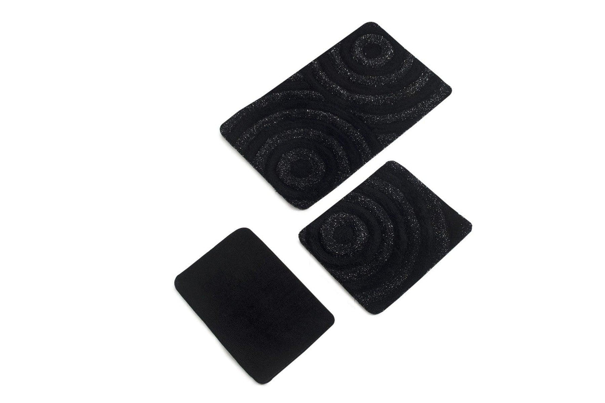 Covoraș de baie 3 bucăți Wave, Diverse culori, 60x100 cm - Negru | SKU: 351ALS2021 | Covoraș de baie 3 bucăți Wave, 60x100 cm, varianta Negru, produs pentru amenajarea locuinței, disponibil online în România la CasaMob