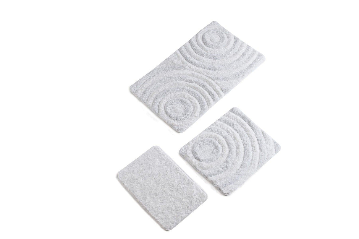 Covoraș de baie 3 bucăți Wave, Diverse culori, 60x100 cm - Alb | SKU: 351ALS2028 | Covoraș de baie 3 bucăți Wave, 60x100 cm, varianta Alb, produs pentru amenajarea locuinței, disponibil online în România la CasaMob