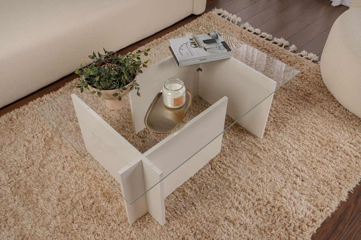 Măsuță de cafea Vetrino, Diverse culori, 105x65x40 cm - Alb cu aspect de lemn | SKU: 353NRD1108 | Măsuță de cafea Vetrino, 105x65x40 cm, varianta Alb cu aspect de lemn, produs pentru amenajarea locuinței, disponibil online în România la CasaMob