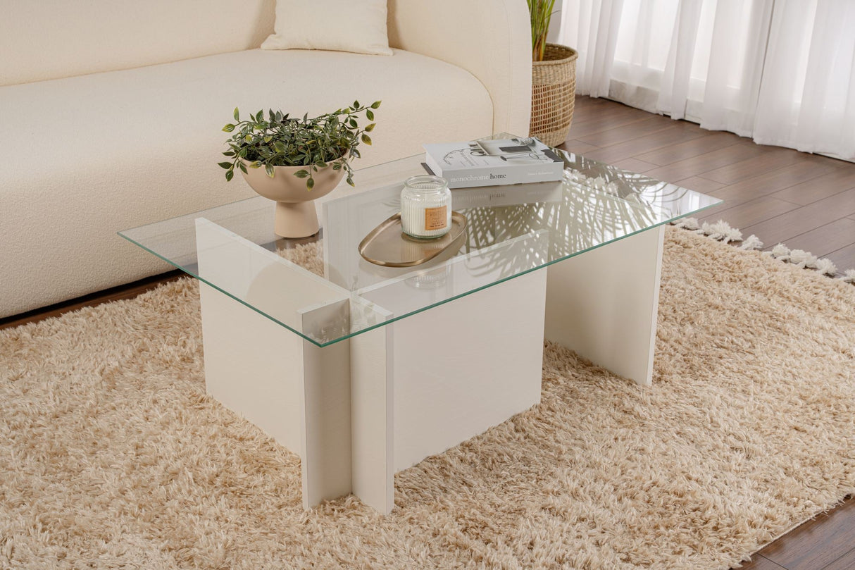 Măsuță de cafea Vetrino, Diverse culori, 105x65x40 cm - Alb cu aspect de lemn | SKU: 353NRD1108 | Măsuță de cafea Vetrino, 105x65x40 cm, varianta Alb cu aspect de lemn, produs pentru amenajarea locuinței, disponibil online în România la CasaMob