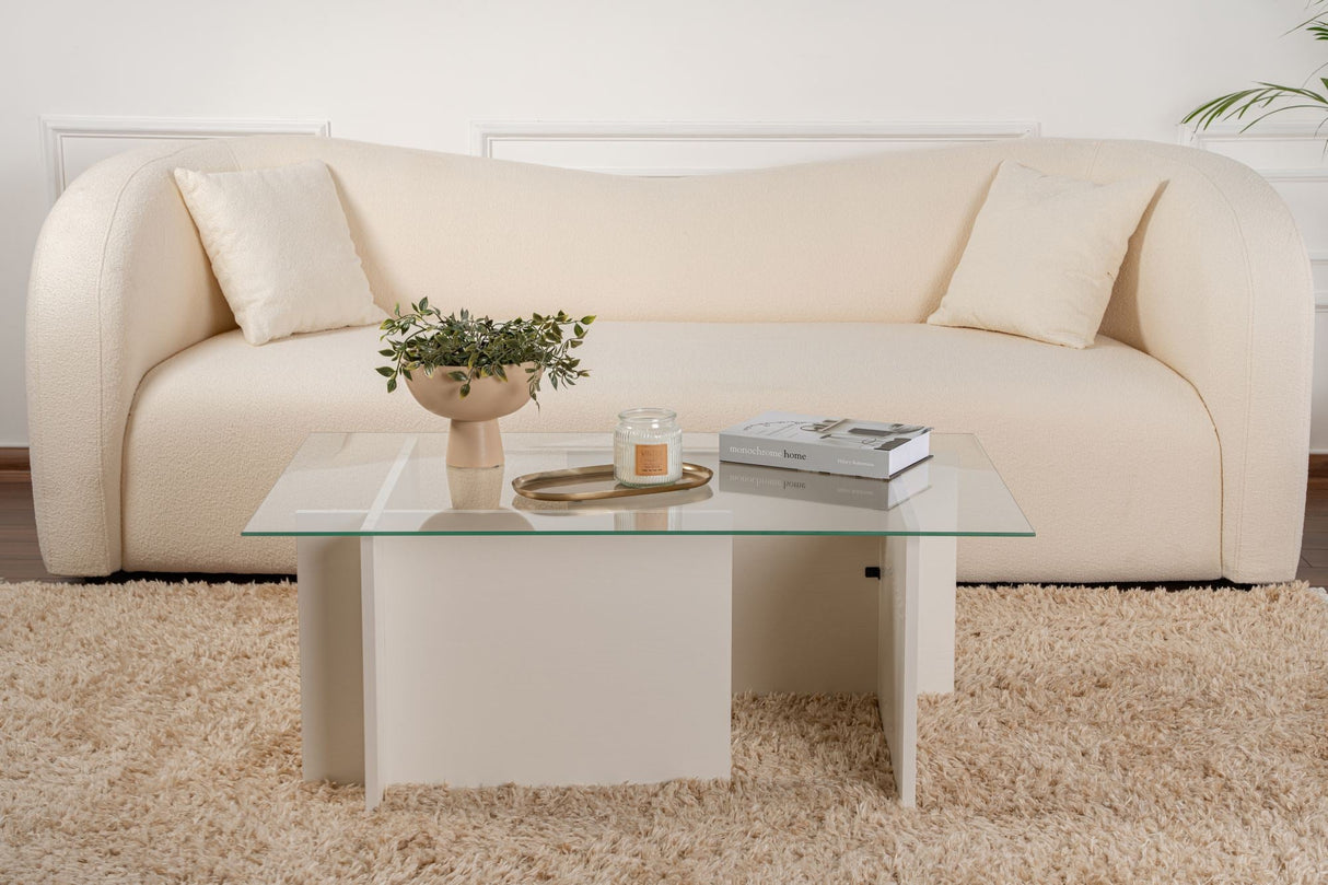 Măsuță de cafea Vetrino, Diverse culori, 105x65x40 cm - Alb cu aspect de lemn | SKU: 353NRD1108 | Măsuță de cafea Vetrino, 105x65x40 cm, varianta Alb cu aspect de lemn, produs pentru amenajarea locuinței, disponibil online în România la CasaMob