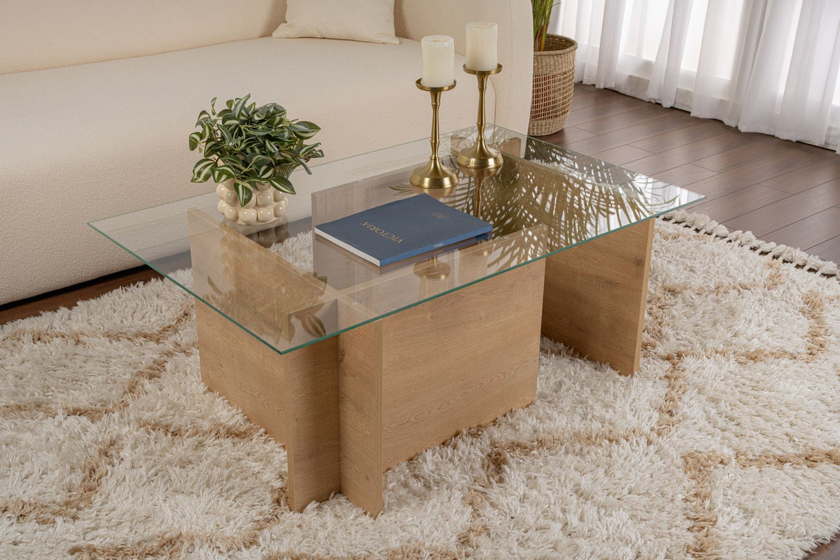 Măsuță de cafea Vetrino, Diverse culori, 105x65x40 cm - Honey oak | SKU: 353NRD1109 | Măsuță de cafea Vetrino, 105x65x40 cm, varianta Honey oak, produs pentru amenajarea locuinței, disponibil online în România la CasaMob