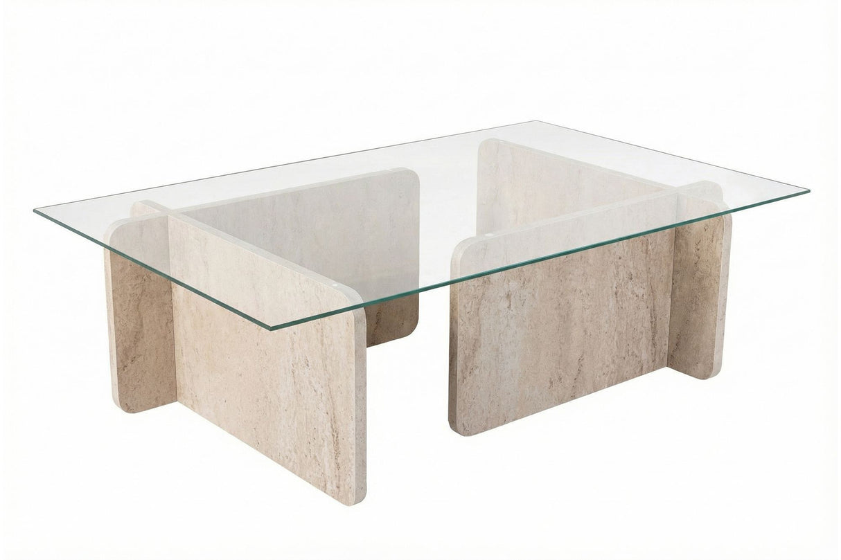 Măsuță de cafea Flavio, Diverse culori, 105x65x30 cm - Travertin | SKU: 353NRD1110 | Măsuță de cafea Flavio, 105x65x30 cm, varianta Travertin, produs pentru amenajarea locuinței, disponibil online în România la CasaMob
