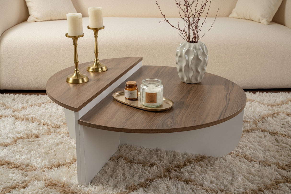 Măsuță de cafea Orion, Diverse culori, 90x60x30 cm - Venezia walnut - Alb | SKU: 353NRD1120 | Măsuță de cafea Orion, 90x60x30 cm, varianta Venezia walnut - Alb, produs pentru amenajarea locuinței, disponibil online în România la CasaMob