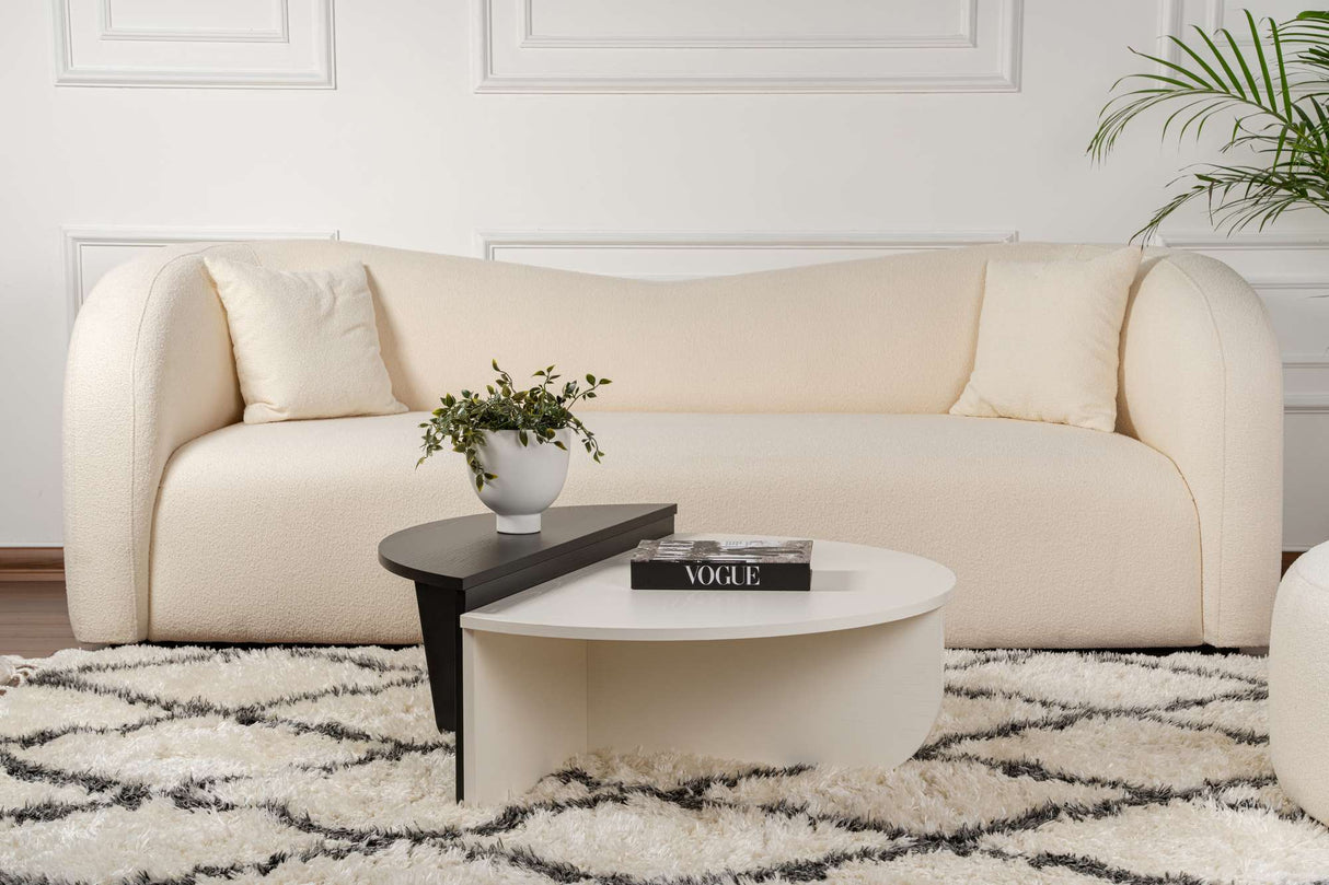 Măsuță de cafea Orion, Diverse culori, 90x60x30 cm - Wood white - Wood black | SKU: 353NRD1121 | Măsuță de cafea Orion, 90x60x30 cm, varianta Wood white - Wood black, produs pentru amenajarea locuinței, disponibil online în România la CasaMob