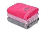 Set prosoape de baie 401, Diverse culori, Diverse configurații, Diverse dimensiuni - Fucsia - Lila - Gri - 70x140 cm - 3 bucăți | SKU: 355BHP2452 | Set prosoape de baie 401, varianta Fucsia - Lila - Gri - 70x140 cm - 3 bucăți, produs pentru amenajarea locuinței, disponibil online în România la CasaMob