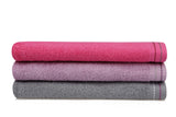 Set prosoape de baie 401, Diverse culori, Diverse configurații, Diverse dimensiuni - Fucsia - Lila - Gri - 70x140 cm - 3 bucăți | SKU: 355BHP2452 | Set prosoape de baie 401, varianta Fucsia - Lila - Gri - 70x140 cm - 3 bucăți, produs pentru amenajarea locuinței, disponibil online în România la CasaMob
