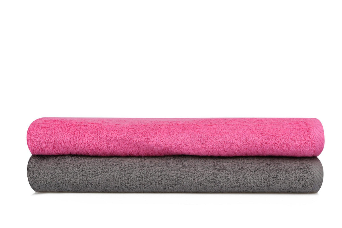 Gri închis - Fucsia - 70x140 cm - 2 bucăți | SKU: 355BHP2458 | Set prosoape de baie 402, varianta Gri închis - Fucsia - 70x140 cm - 2 bucăți, produs pentru amenajarea locuinței, disponibil online în România la CasaMob