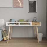Birou Flex, Alb - Stejar, 120x53x72 cm
