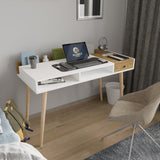 Birou Flex, Alb - Stejar, 120x53x72 cm