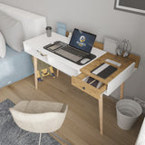 Birou Flex, Alb - Stejar, 120x53x72 cm