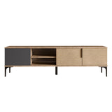 Comodă TV Tarz, Diverse culori, 180x33x49 cm - Antracit - Stejar | SKU: 360ALE1701 | Comodă TV Tarz, 180x33x49 cm, varianta Antracit - Stejar, produs pentru amenajarea locuinței, disponibil online în România la CasaMob