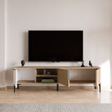 Comodă TV Tarz, Diverse culori, 180x33x49 cm - Alb - Stejar | SKU: 360ALE1702 | Comodă TV Tarz, 180x33x49 cm, varianta Alb - Stejar, produs pentru amenajarea locuinței, disponibil online în România la CasaMob