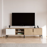 Comodă TV Tarz, Diverse culori, 180x33x49 cm - Alb - Stejar | SKU: 360ALE1702 | Comodă TV Tarz, 180x33x49 cm, varianta Alb - Stejar, produs pentru amenajarea locuinței, disponibil online în România la CasaMob
