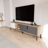 Comodă TV Tarz, Diverse culori, 180x33x49 cm - Alb - Antracit - Stejar | SKU: 360ALE1703 | Comodă TV Tarz, 180x33x49 cm, varianta Alb - Antracit - Stejar, produs pentru amenajarea locuinței, disponibil online în România la CasaMob