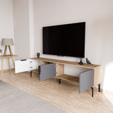 Comodă TV Tarz, Diverse culori, 180x33x49 cm - Alb - Antracit - Stejar | SKU: 360ALE1703 | Comodă TV Tarz, 180x33x49 cm, varianta Alb - Antracit - Stejar, produs pentru amenajarea locuinței, disponibil online în România la CasaMob