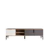 Comodă TV Tarz, Diverse culori, 180x33x49 cm - Alb - Antracit - Stejar | SKU: 360ALE1703 | Comodă TV Tarz, 180x33x49 cm, varianta Alb - Antracit - Stejar, produs pentru amenajarea locuinței, disponibil online în România la CasaMob