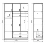 Dulap cu trei usi si sertare Royal , Sonoma 150x58x230cm