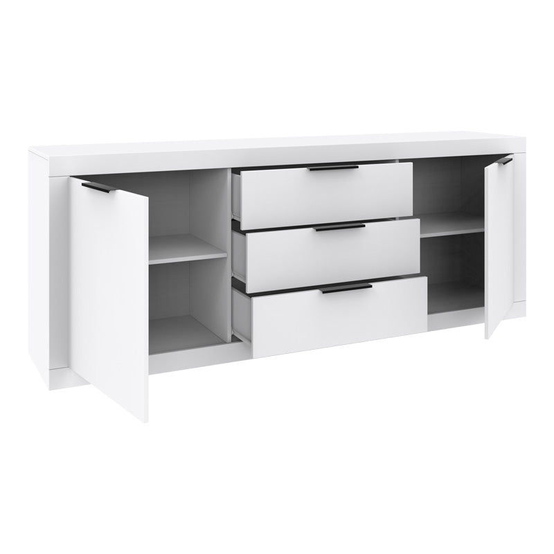 Bufet modern cu depozitare  Doha, Alb, Lemn, 210x45x81cm