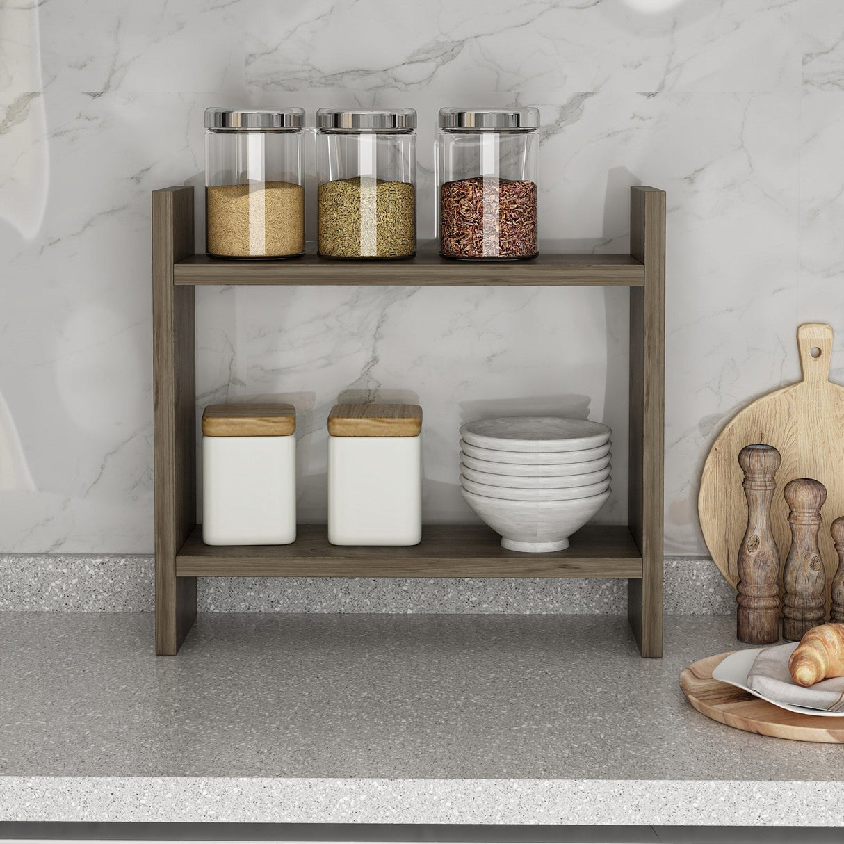 Raft de bucătărie Denver, Diverse culori, 34x30x10 cm - Nuc | SKU: 362ANT1115 | Raft de bucătărie Denver, 34x30x10 cm, varianta Nuc, produs pentru amenajarea locuinței, disponibil online în România la CasaMob