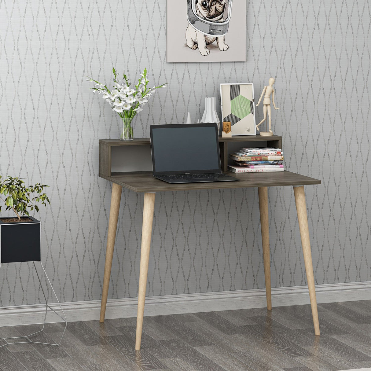 Birou Ronas 90, Diverse culori, 90x75x60 cm - Nuc | SKU: 362ANT1125 | Birou Ronas 90, 90x75x60 cm, varianta Nuc, produs pentru amenajarea locuinței, disponibil online în România la CasaMob