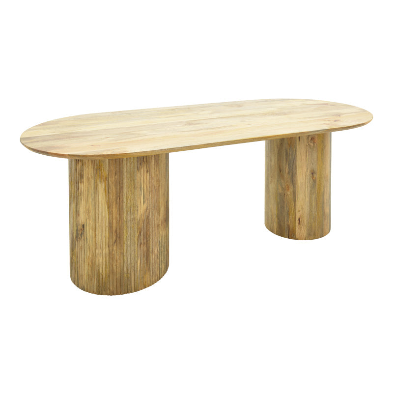 Masă dining Flute, Lemn masiv de mango, Natural, 200x90x76 cm