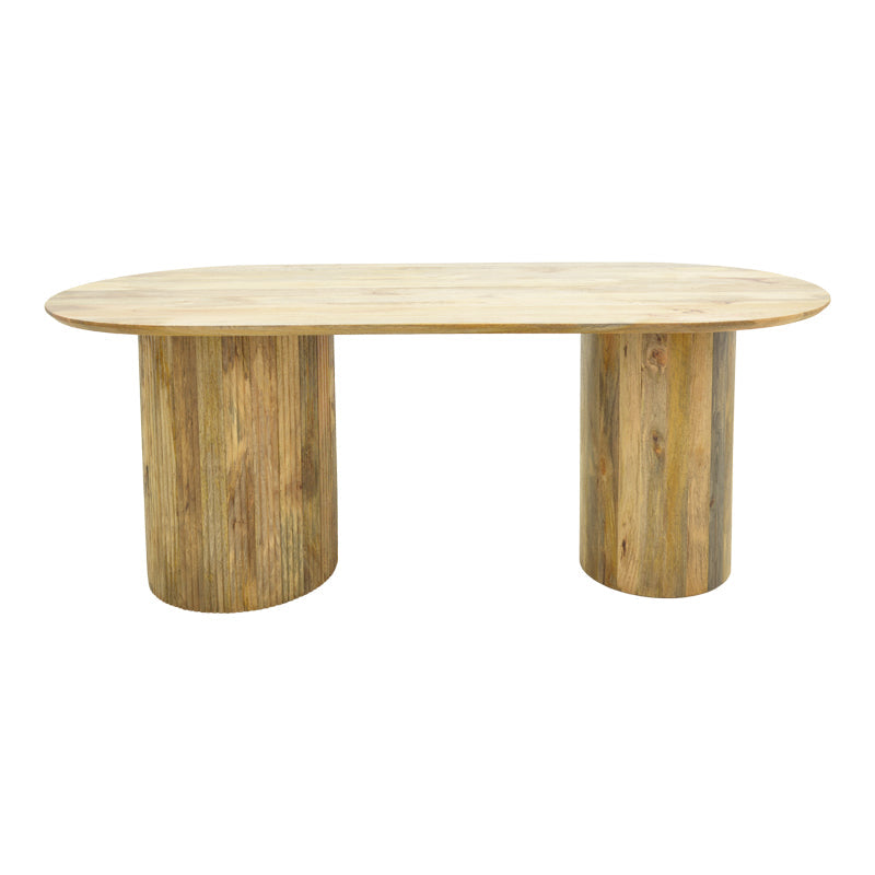 Masă dining Flute, Lemn masiv de mango, Natural, 200x90x76 cm