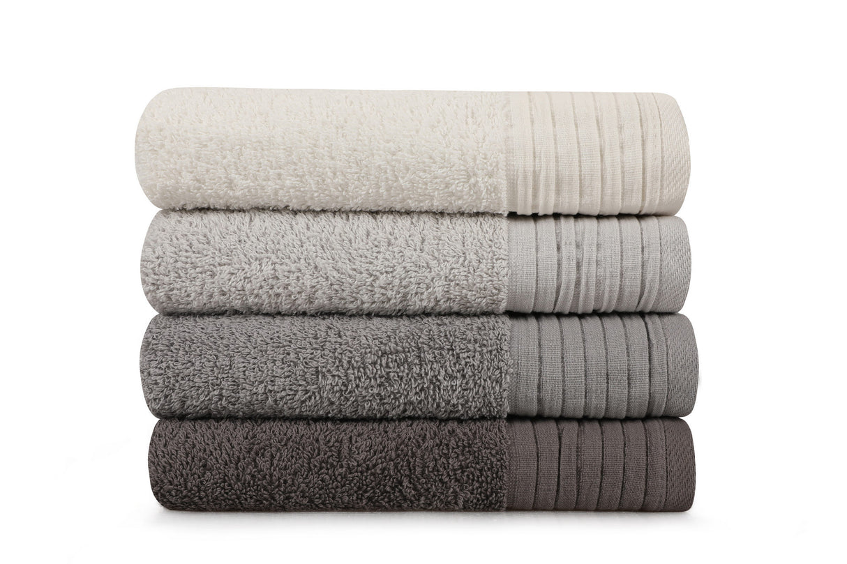 Set prosoape de baie 4 bucăți Olivia 50, Alb - Gri - Gri deschis - Antracit, 50x90 cm