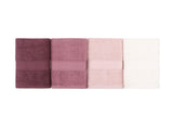 Set prosoape de baie 4 bucăți Ruby 50, Alb - Pudră - Mov - Bordo, 50x90 cm