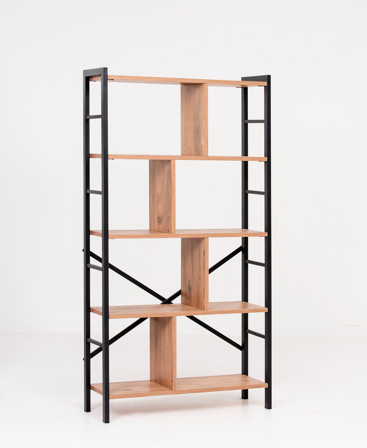 Bibliotecă Seul, Maro - Negru, 78x26x150 cm
