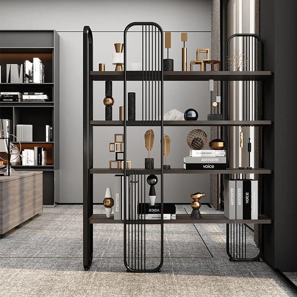 Biblioteca Lux Sierra 4 Rafturi, Cadru Metal (diverse dimensiuni) - Negru, SKU 379VLV1306