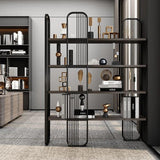 Biblioteca Lux Sierra 4 Rafturi, Cadru Metal (diverse dimensiuni) - Negru, SKU 379VLV1306