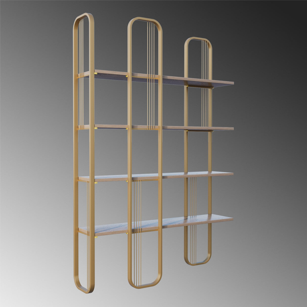 Biblioteca Lux Sierra 4 Rafturi, Cadru Metal (diverse dimensiuni) - Auriu, SKU 379VLV1306