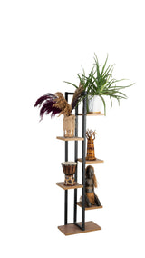Bibliotecă Nina, Pin atlantic - Negru, 34x19x120 cm