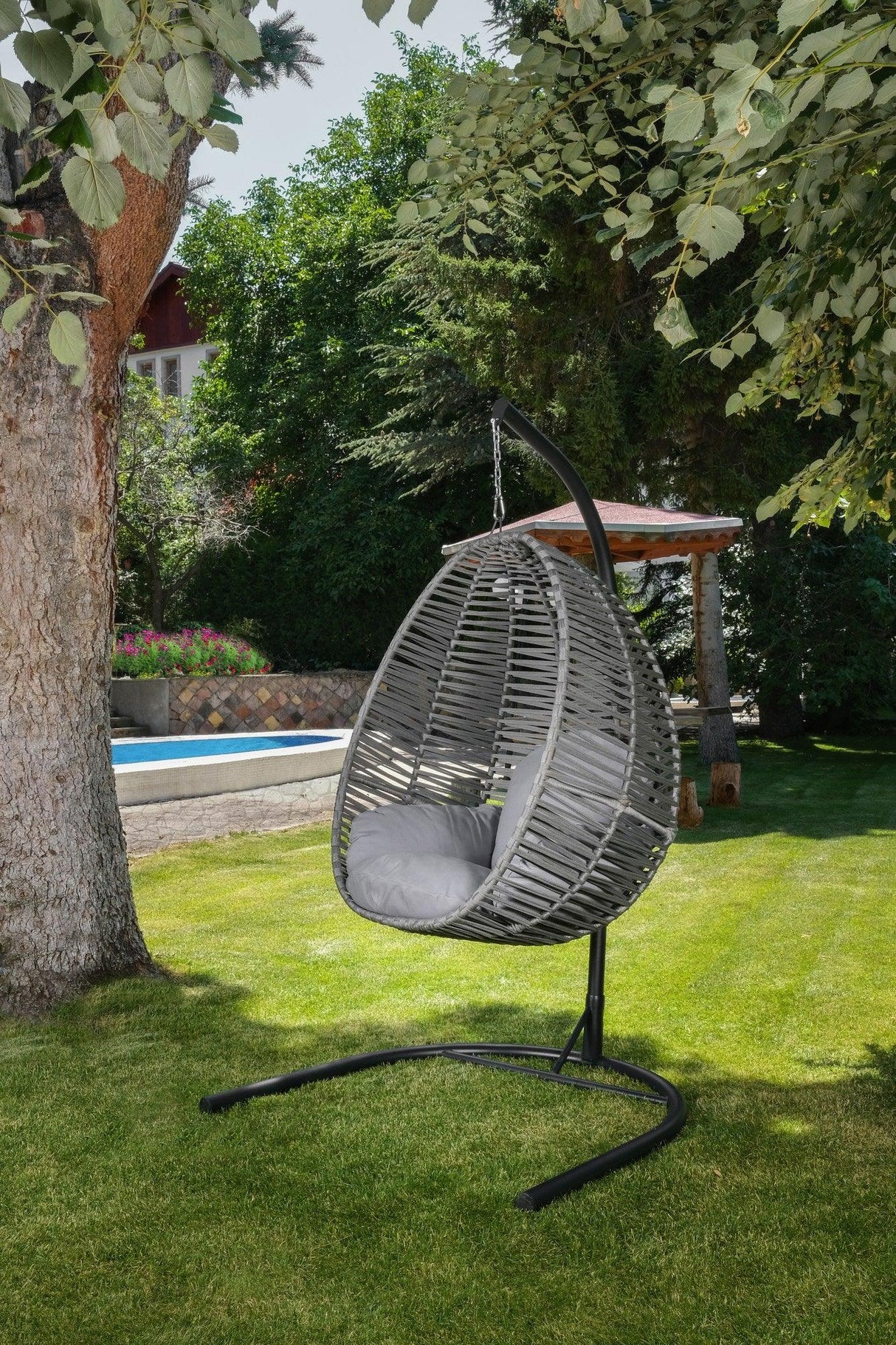 Balansoar de grădină Fındık, Diverse culori, 110x110x196 cm - Gri | SKU: 379VLV1720 | Balansoar de grădină Fındık, 110x110x196 cm, varianta Gri, produs pentru amenajarea locuinței, disponibil online în România la CasaMob