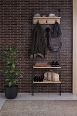 Cuier cu pantofar Nina, Negru, 60x26x180 cm