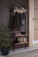 Cuier cu pantofar Nina, Negru, 60x26x180 cm