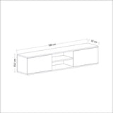 Comodă TV Ayze, Antracit - Nuc - Alb, 160x32x33 cm