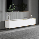 Comodă TV Imaj - Marble, White, White marble - Auriu, 180x35x45 cm