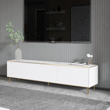 Comodă TV Imaj - Marble, White, White marble - Auriu, 180x35x45 cm