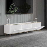 Comodă TV Imaj - Marble, White, White marble - Auriu, 180x35x45 cm