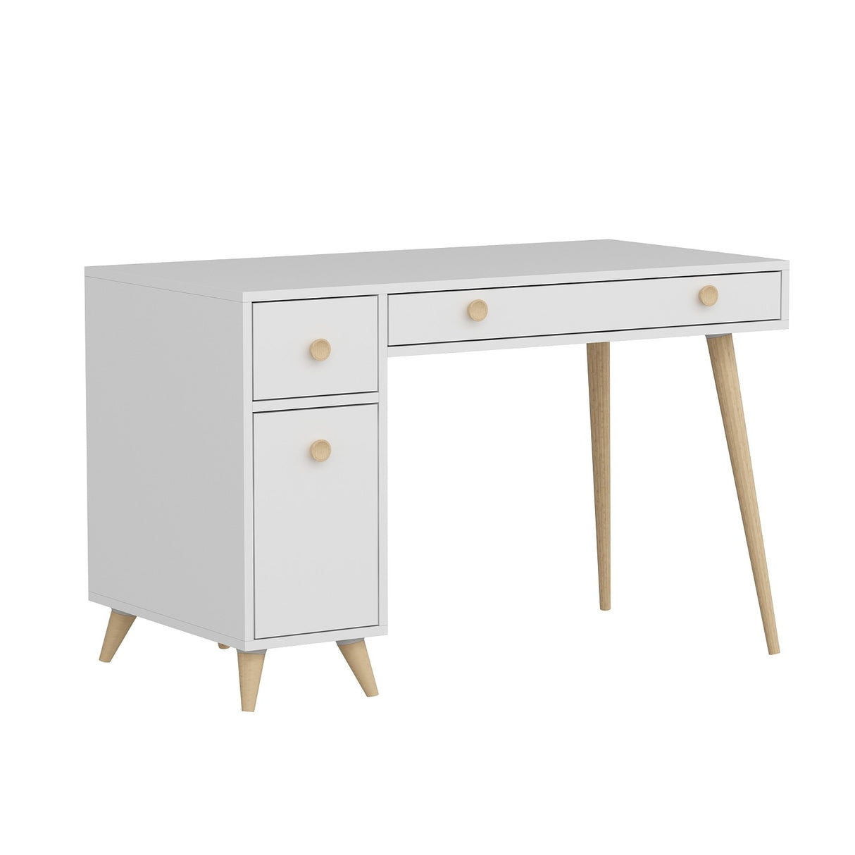 Birou Inarch, Alb - Stejar, 120x60x76 cm