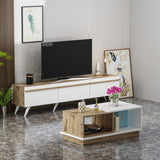 Set mobilă pentru sufragerie Valentina, Alb - Sapphire, 180x35x42 cm