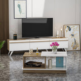 Set mobilă pentru sufragerie Valentina, Alb - Sapphire, 180x35x42 cm