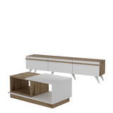 Set mobilă pentru sufragerie Valentina, Alb - Sapphire, 180x35x42 cm