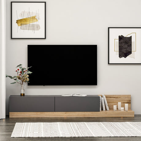 Comodă TV Majör, Antracit - Nuc, 180x37x30 cm