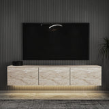 Comodă TV Neon Illuminated, Travertin, 160x32x35 cm